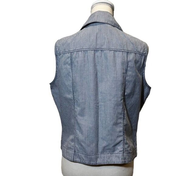 Alia Women's Striped Chambray Button Vest Size 10 - Picture 3 of 9